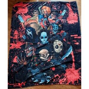 Halloween Horror Movies Blanket Anime Cartoon Blood Splatter Throw 50 x 60"